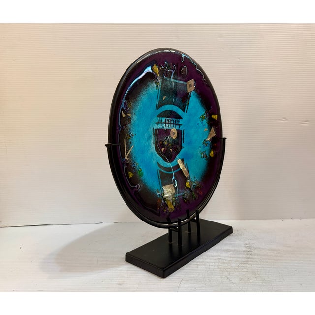 Blue Abstract Fused Glass Decretive Platter For Sale - Image 8 of 9