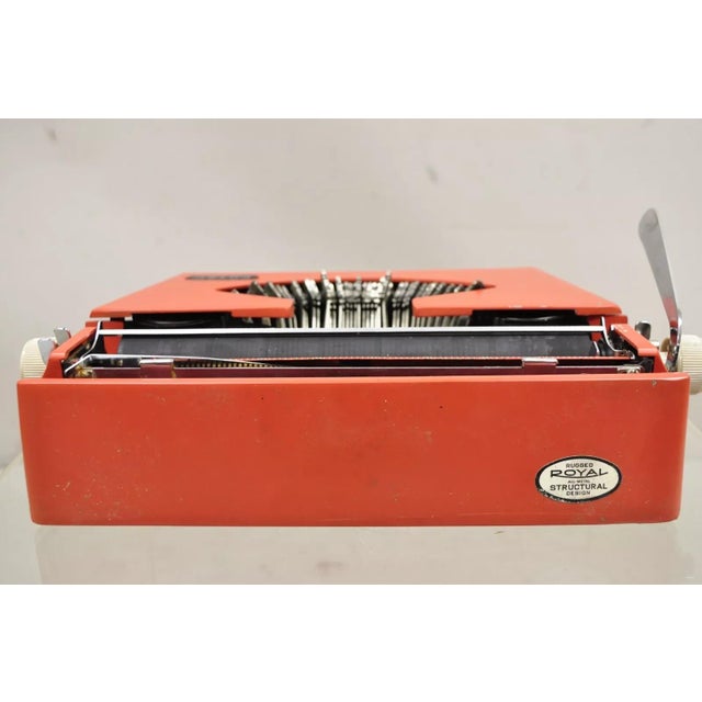 Vintage Royal Holland Parade Coral Red Mid Century Modern Typewriter in Case For Sale - Image 11 of 12