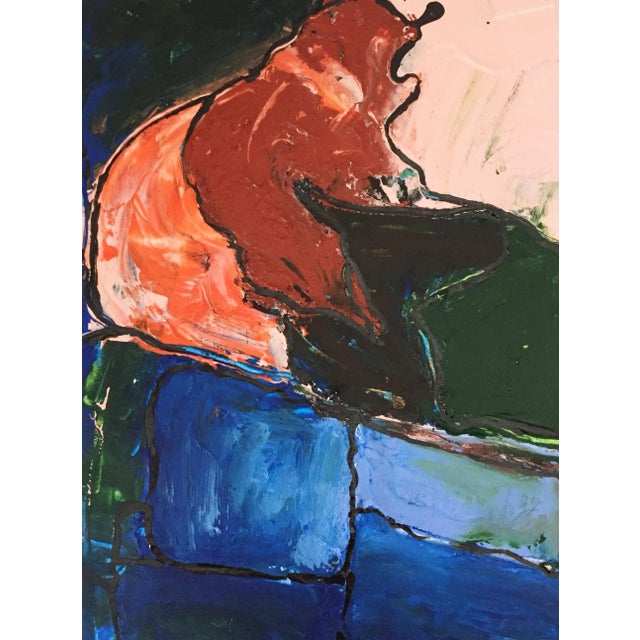 Wood Acrylic on Paper Framed Abstract For Sale - Image 7 of 11