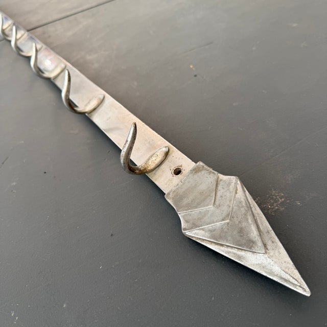 Art Deco 1930s Large Art Deco Arrowhead Steel Butchers Hook Wall Rack For Sale - Image 3 of 9