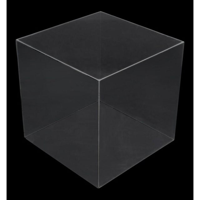 Karl Springer Mid-Century Modern Glass Cube Side Table For Sale - Image 4 of 4