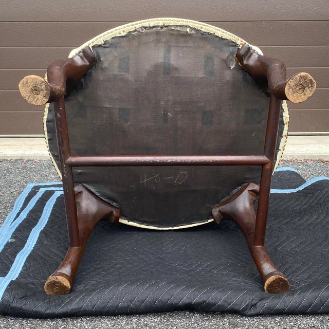 Antique Mahogany & Nailhead Ivory Leather Armchair For Sale - Image 9 of 13