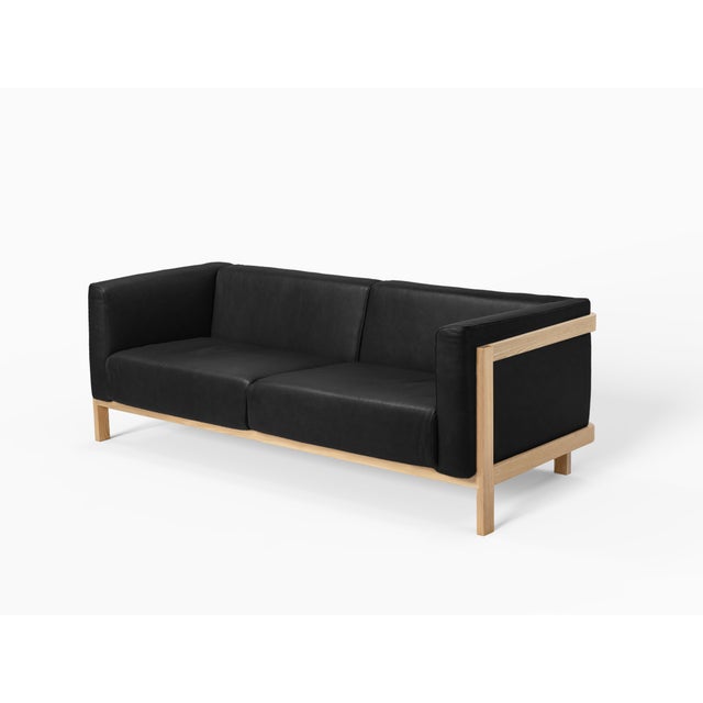 LIFT Minimalist Three-Seater Sofa in Ash Wood and Black Leather Seat by Julien Renault For Sale - Image 12 of 12