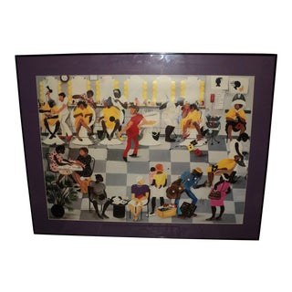 Large African American Art Annie Lee Framed in Glass Lithograph Poster For Sale