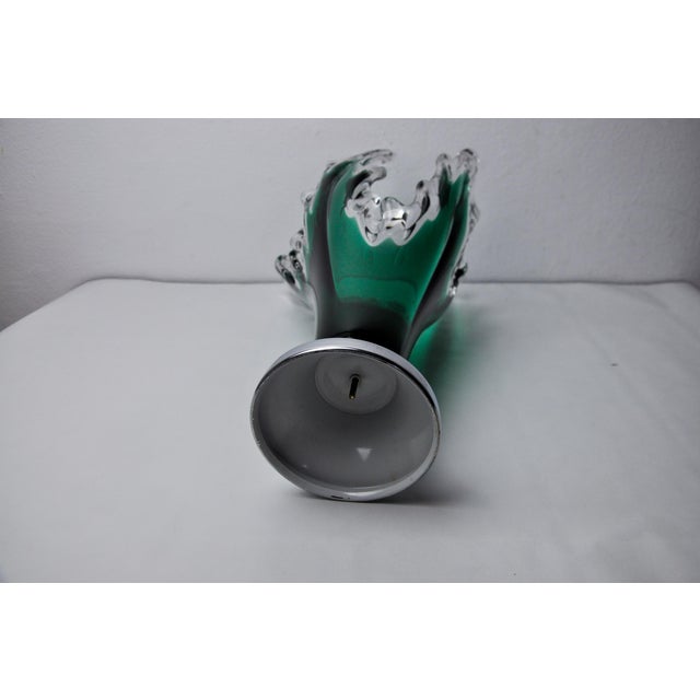 Glass Sommerso Vase in Green Murano Glass attributed to Seguso, Italy, 1970s For Sale - Image 7 of 8
