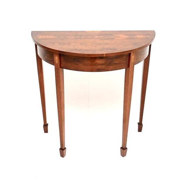 Inlaid Yew Wood Console Table, 1950 For Sale - Image 11 of 11
