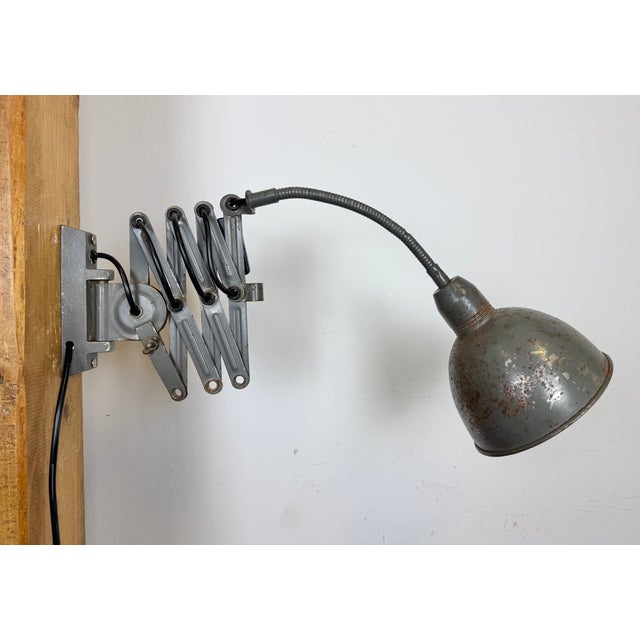 Industrial Grey Scissor Wall Lamp from Elektroinstala, 1960s For Sale - Image 14 of 18
