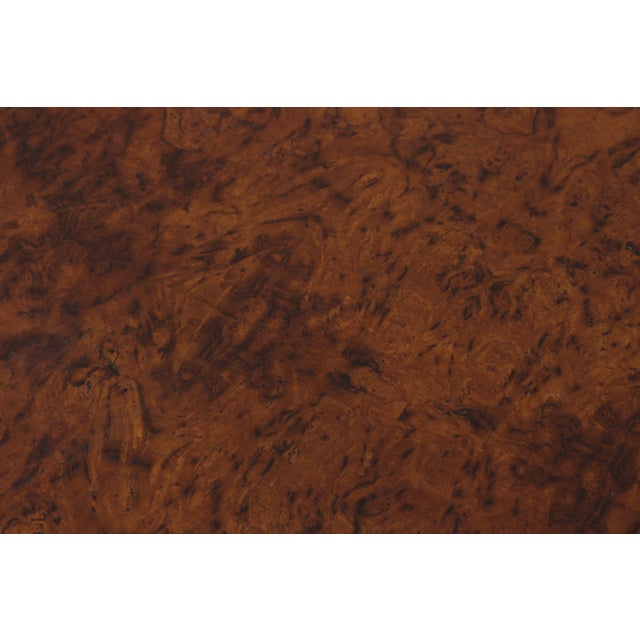 Brown Henredon Burl Walnut 3 Tier Rolling Side Table Cart For Sale - Image 8 of 14