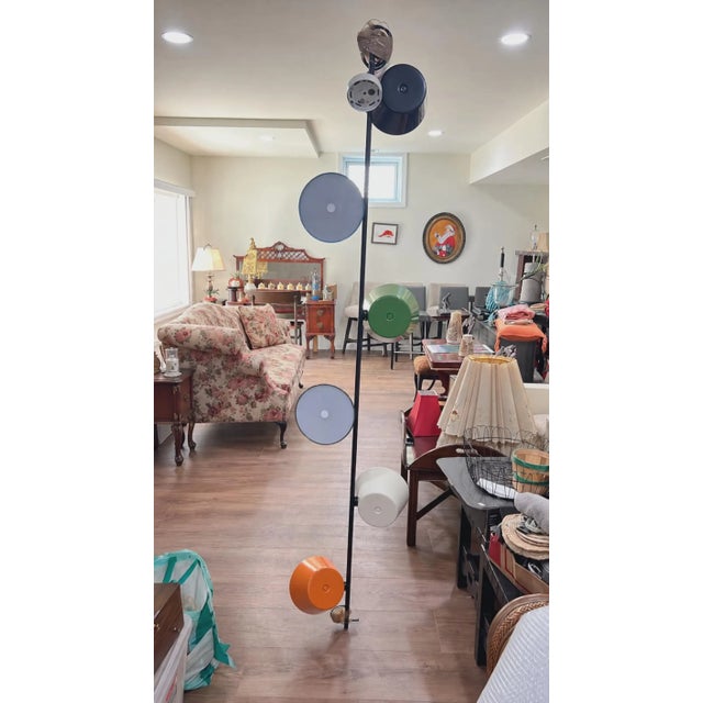 Modern Multi-Color 6-Light Metal Pendant / Floor Light Fixture For Sale - Image 4 of 4