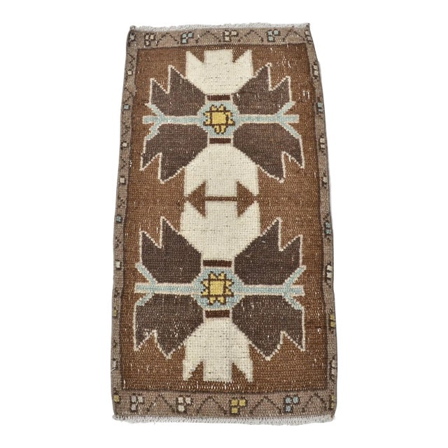 Vintage Brown Color Handmade Turkish Door Mat For Sale
