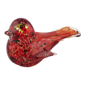 Hand Blown Murano Glass Bird Red Millefiore Style - Paper Weight