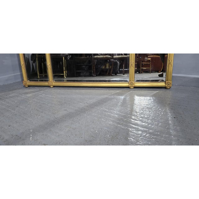 1900 - 1909 Large Regency Tryptich Gilt Overmantle Mirror, 1900s For Sale - Image 5 of 8