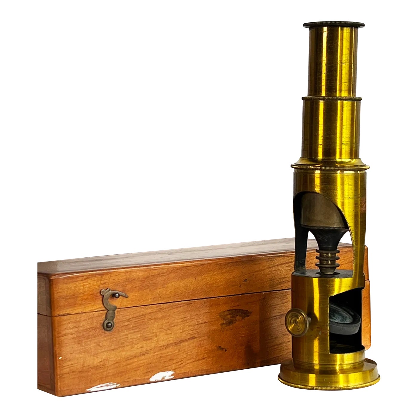 1930s Vintage English Brass Scientist's Field Microscope