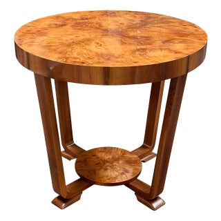 Art Deco Poplar Round Coffee Table, 1930s For Sale