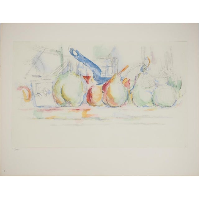 Paul cezanne (1839-1906) still life with apples and pears, 1971 lithograph and stencil after a watercolor (jacomet...