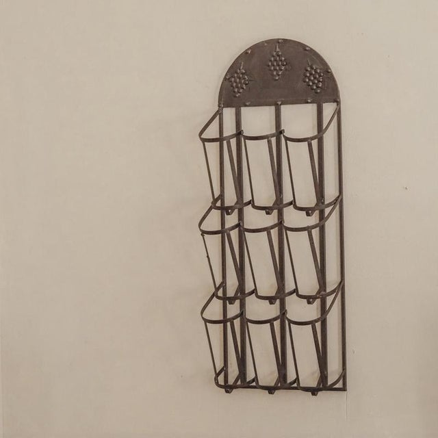 Wall-Mounted Metal Wine Rack with Grape Relief For Sale - Image 11 of 13