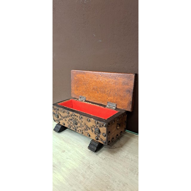 Metal Antique Handcrafted Jewelry Box, 1940s For Sale - Image 7 of 10