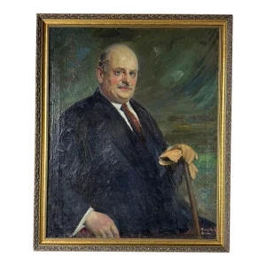 1914 Antique Edwin Murray Mackay ( 1869 - 1926 ) Portrait of Edwin Kiefer Oil Painting, Framed