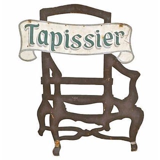 Antique Steel Tapissier Chair Sign For Sale