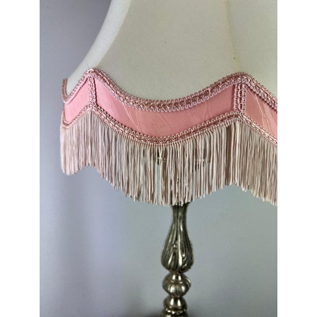 Vintage French Brass Table Lamp with Shade For Sale - Image 8 of 11