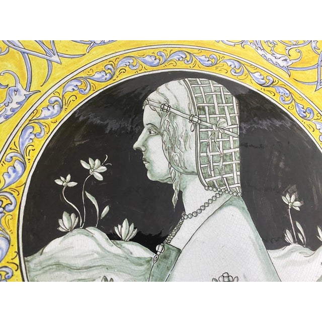 Large 20th Century Ceramic Dish in Yellow and Blue from C.Lombardo, Italy, 1960s For Sale - Image 9 of 14