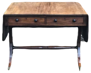 Regency Sofa Table in Cuban Mahogany with Inlay