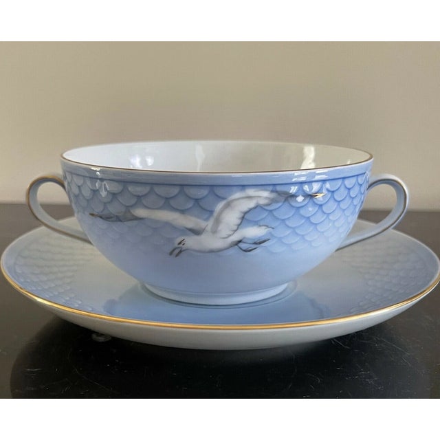 Bing & Grondahl Vintage Mid-Century Modern Bing and Grondahl B&g Seagull Flat Cream Soup Bowl For Sale - Image 4 of 6