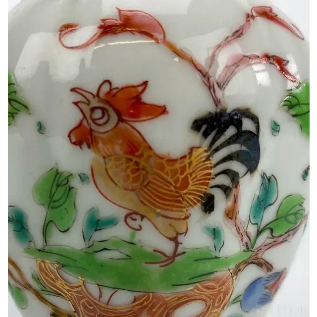 Antique 18th Century Chinese Export Porcelain Tea Caddies Decorated with Rooster and Deer in Famille Rose - A Pair For Sale - Image 10 of 13