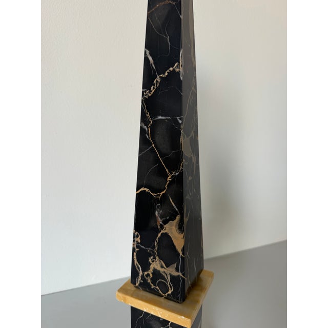 Stone Vintage Italian Portoro Marble & Honey Onyx Obelisk, Made in Italy For Sale - Image 7 of 12