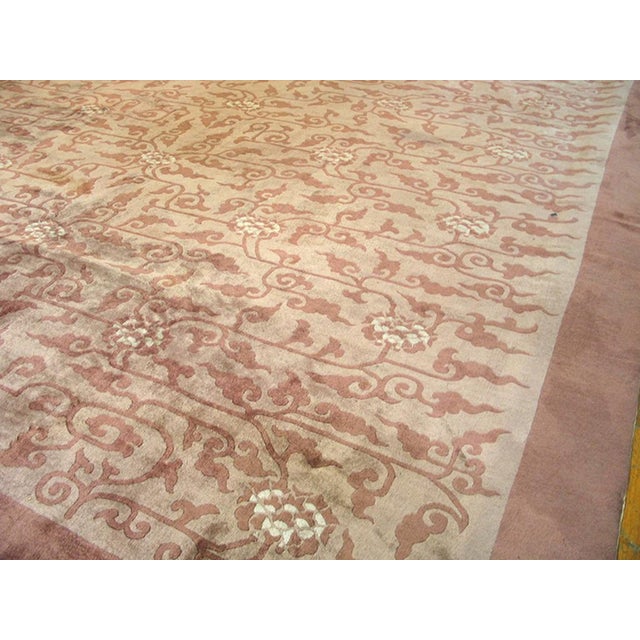 Chinese 1930s Purple Mauve Foliate Handknotted Wool Carpet Antique Chinese Peking Rug 13' X 16'6" For Sale - Image 3 of 6