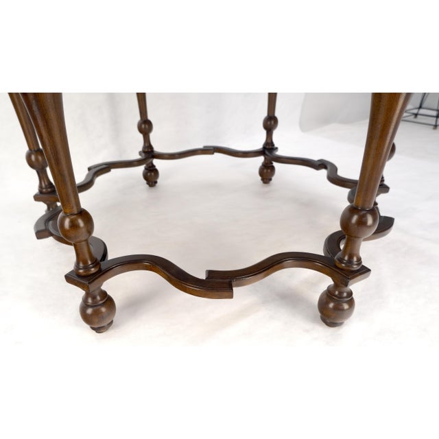 Very Fine Spanish Colonial Figural Stretcher Base Round Banded Center Table MINT For Sale - Image 11 of 13