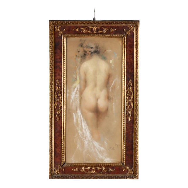 Vincenzo Caprile, Nude, Pastels on Cardboard, Framed For Sale