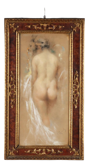 Vincenzo Caprile, Nude, Pastels on Cardboard, Framed