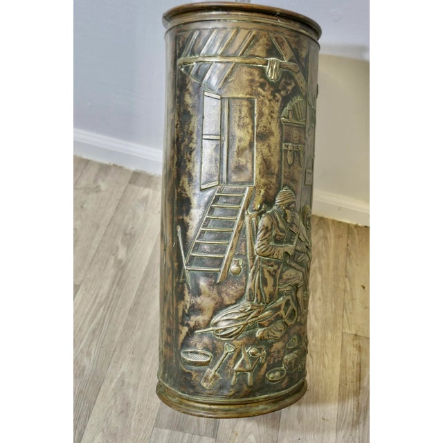 Superb French Brass Stick Stand, Umbrella Stand A very superb quality piece, the stand is round, it has a hand beaten...