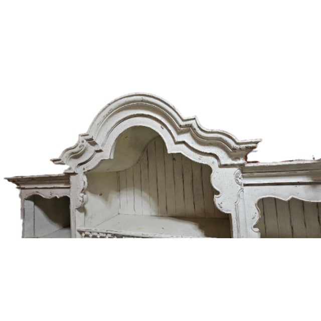 Habersham Grand European Style Distressed Cassic White Hutch, Attributed For Sale - Image 12 of 17