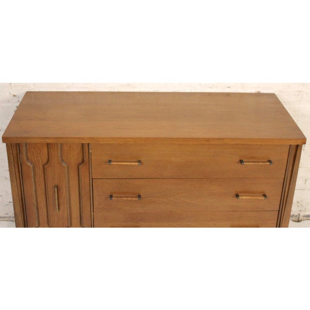Vintage Mid-Century Modern Three Drawer Walnut Dresser For Sale - Image 4 of 12