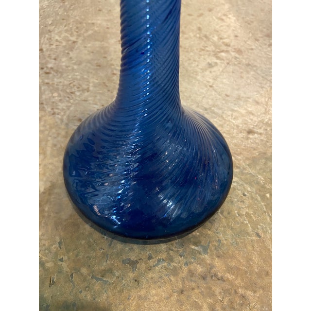 Antique Blue Air Twisted Glass Vase Chairish