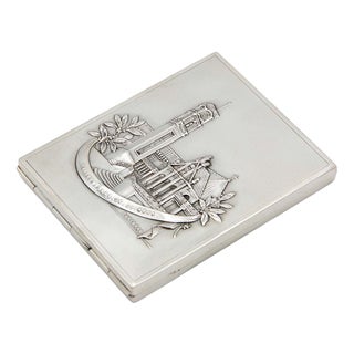 Rectangular Matte Silver Cigarette Case For Sale