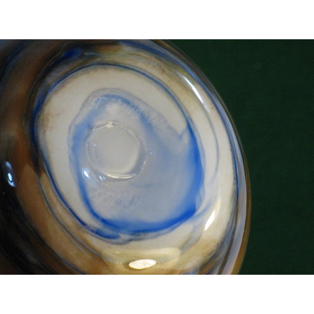 Late 20th Century Art Glass Vase Micheal Nourot Cased Rust and Blue For Sale - Image 4 of 13