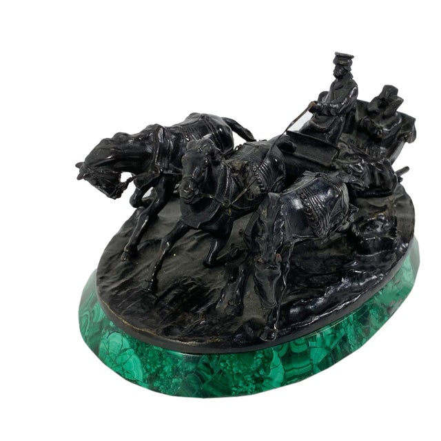 Late 19th Century Late 19th Century Figurative Bronze Sculpture on Malachite Base For Sale - Image 5 of 12