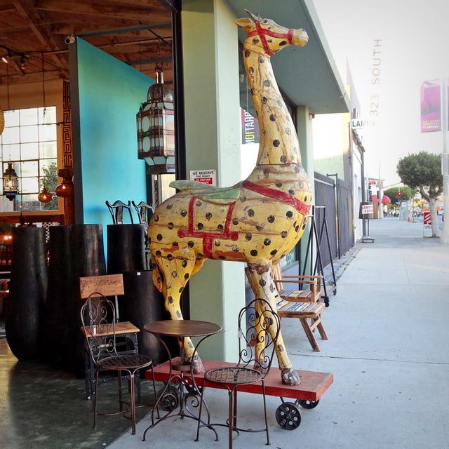 Indian Vintage Indian Festival Giraffe Sculpture on Wheels For Sale - Image 3 of 6