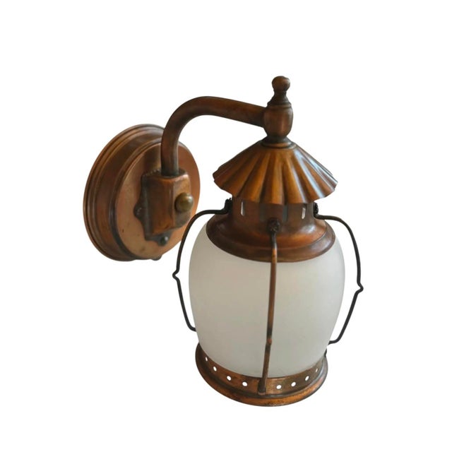 Circa 1920’s Copper Lantern Outdoor Wall Sconce For Sale - Image 4 of 4