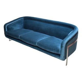 Jonathan Adler Bacharach Velvet Sofa, Peacock Blue For Sale