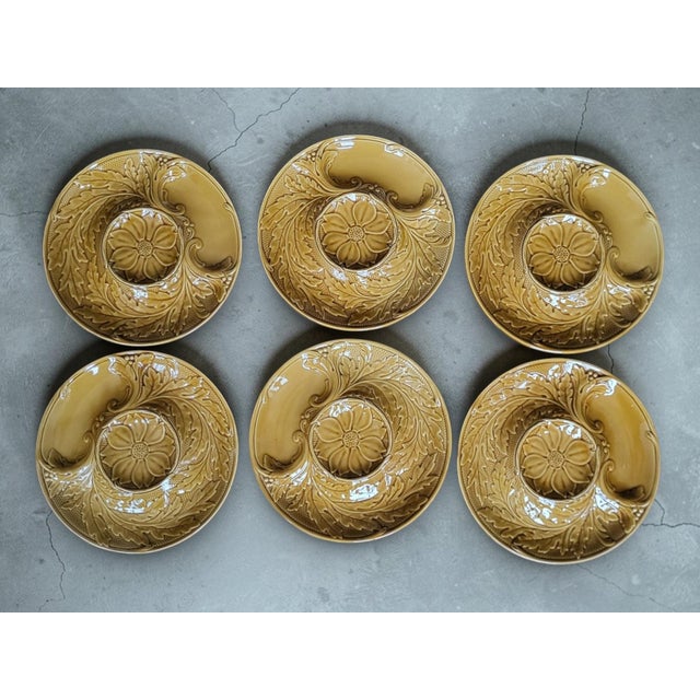 Ceramic Vintage Artichoke Plates in Slipware from Gien, 1970, Set of 6 For Sale - Image 7 of 7