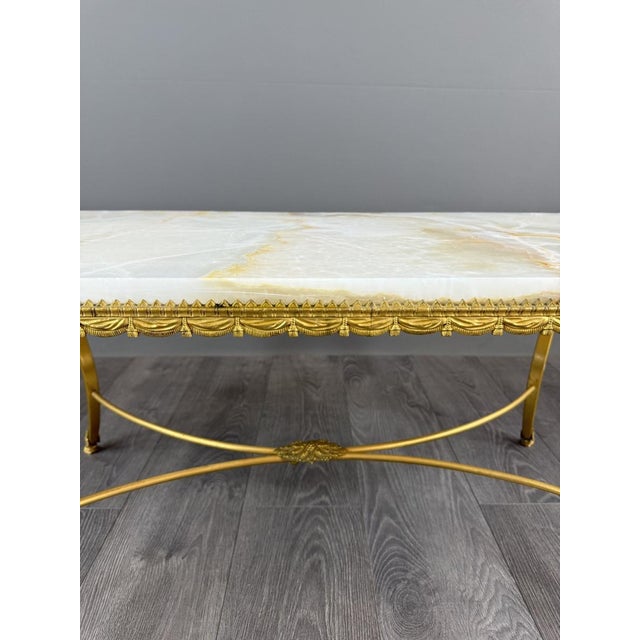20th Century Gilt Bronze and Marble Coffee Table For Sale - Image 3 of 9