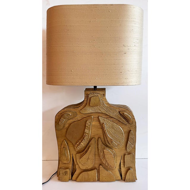 Mid 20th Century Mid 20th Century Studio Abstract Sculptural Male/Female Table Lamp, Vintage Shade For Sale - Image 5 of 10