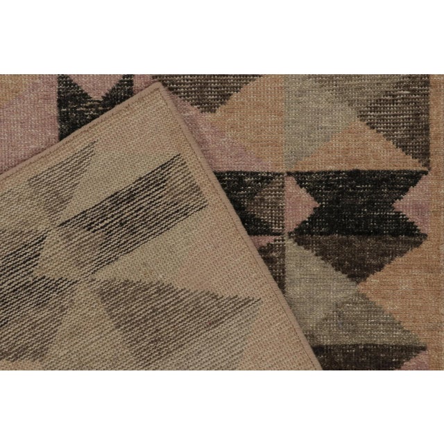 Textile Rug & Kilim’s Distressed Style Runner in Beige, Black, Pink Scandinavian Pattern For Sale - Image 7 of 8