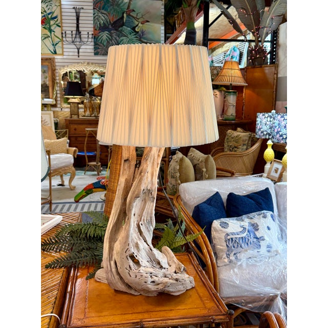 Monumental Sculptural Driftwood Table Lamp, Organic Modern Coastal Decor For Sale - Image 11 of 12