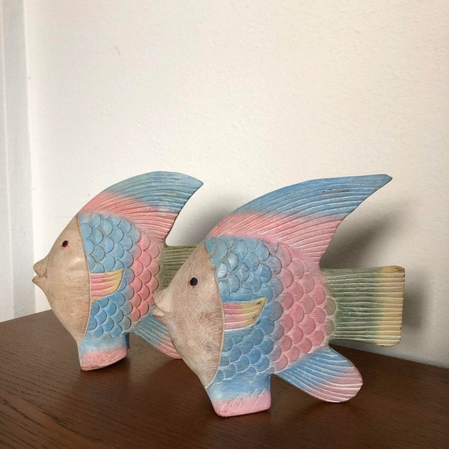 Vintage Hand Carved Wood Fish Figurines - a Pair For Sale In Miami - Image 6 of 13