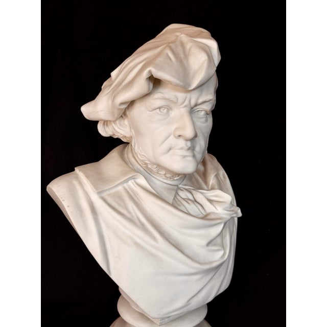 Rare EXTRA LARGE Antique Parian RICHARD WAGNER Bisque Portrait Bust Statue R.&L. For Sale - Image 13 of 16